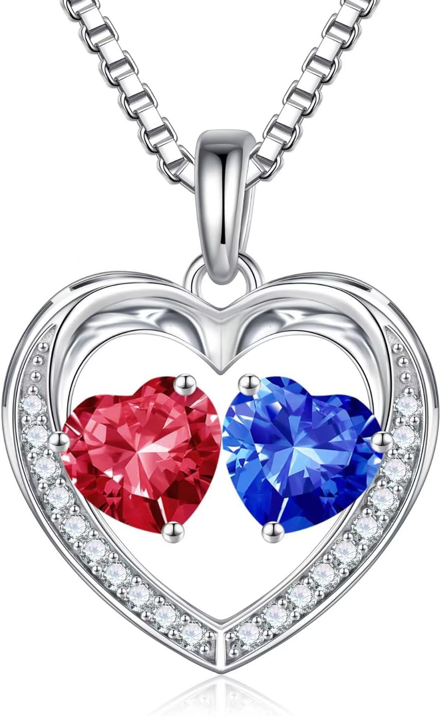 Iefil Christmas Gifts for Wife - 925 Sterling Silver Birthstone Necklace, Anniversary Birthday Gifts for Women, Stocking Stuffers for Women Wife Mom Daughter