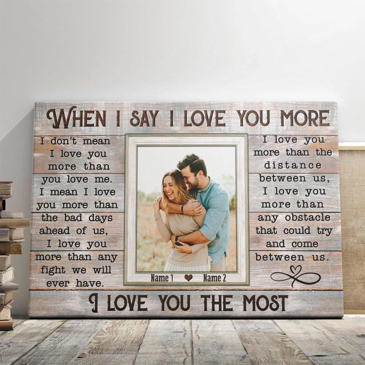 DemCanvas Personalized “When I Say I Love You More” Photo Canvas – Custom Names & Date – Wedding Gifts for Couples 2025, Anniversary Couple Gift for Wife, Bride & Groom Engagement Picture Frame, Romantic Wall Art