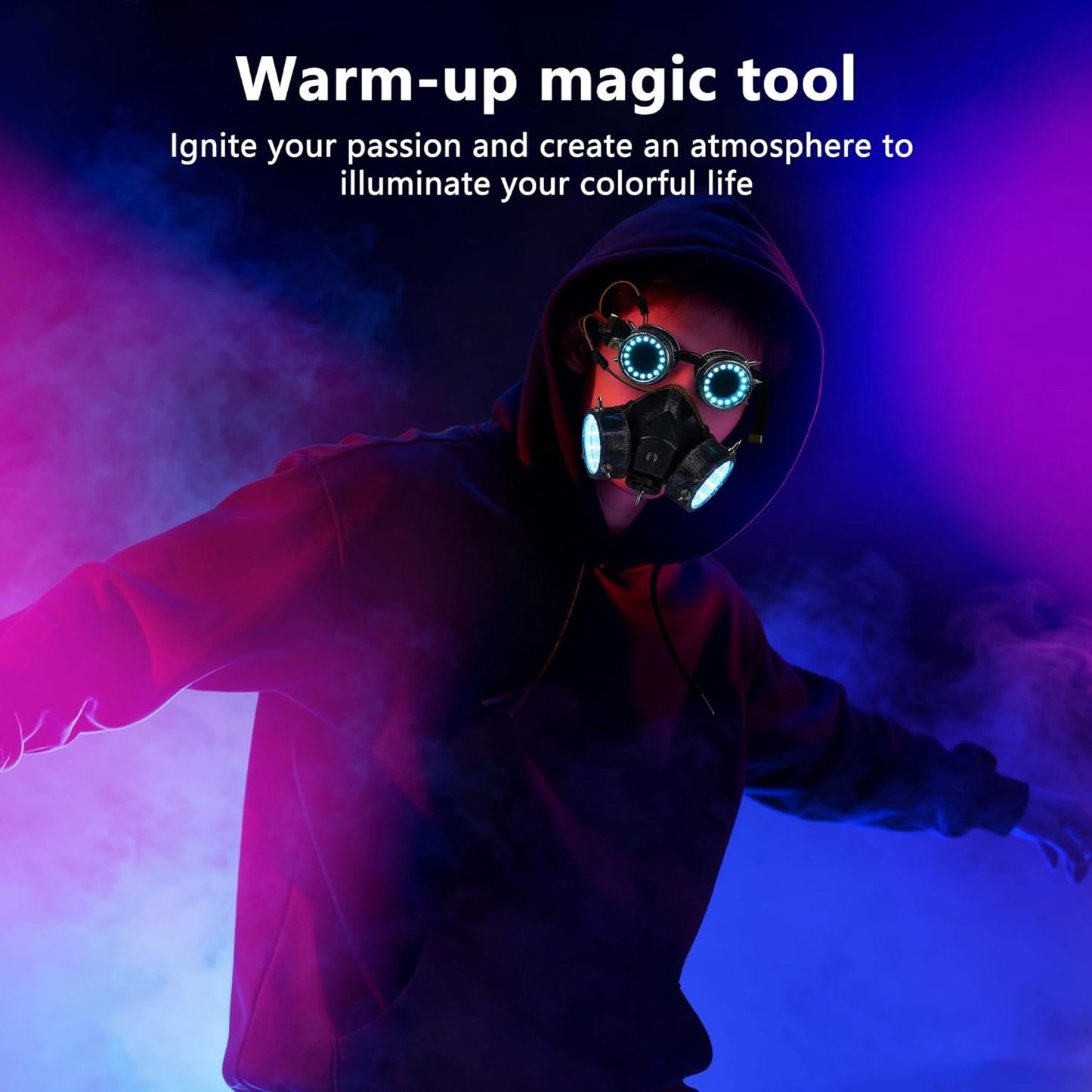 GLITCHCORE light up glasses 7 Colors and 4 Modes Led Visor Cyberpunk glow in the dark glasses Cosplay Party Bar