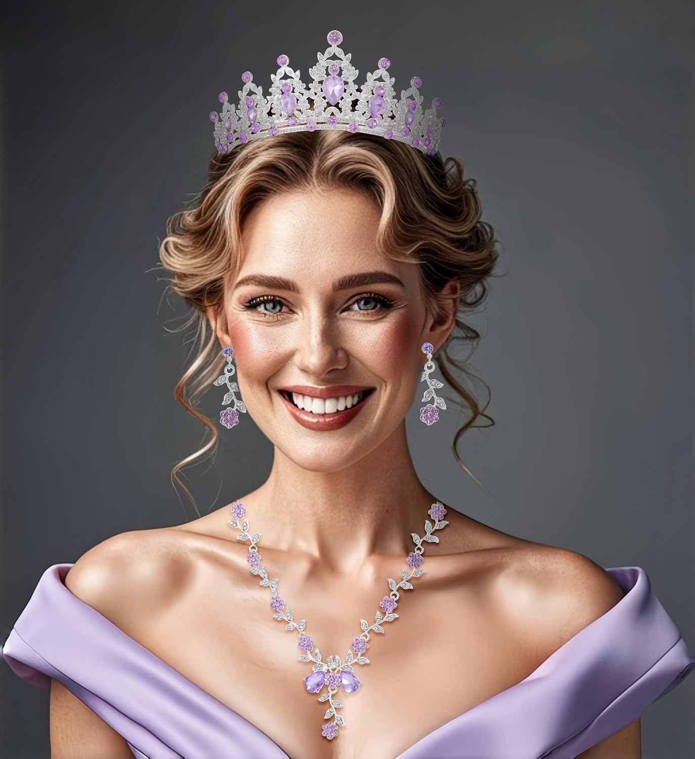 Kamirola Tiaras and Crowns for Women,Tiaras Earrings Necklace, Crystal Bridal Jewelry Set, Costume Party Halloween Prom Pageant Jewelry for Women(TR45)