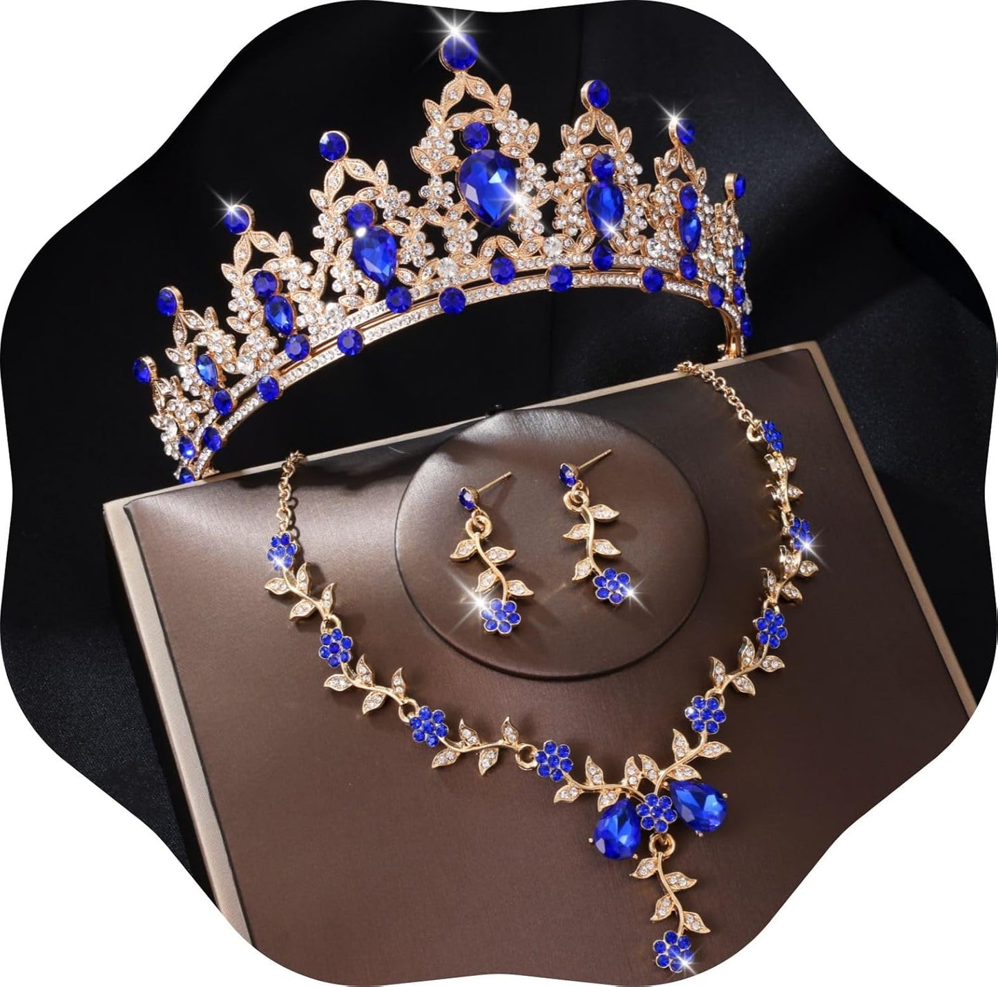 Kamirola Tiaras and Crowns for Women,Tiaras Earrings Necklace, Crystal Bridal Jewelry Set, Costume Party Halloween Prom Pageant Jewelry for Women(TR45)