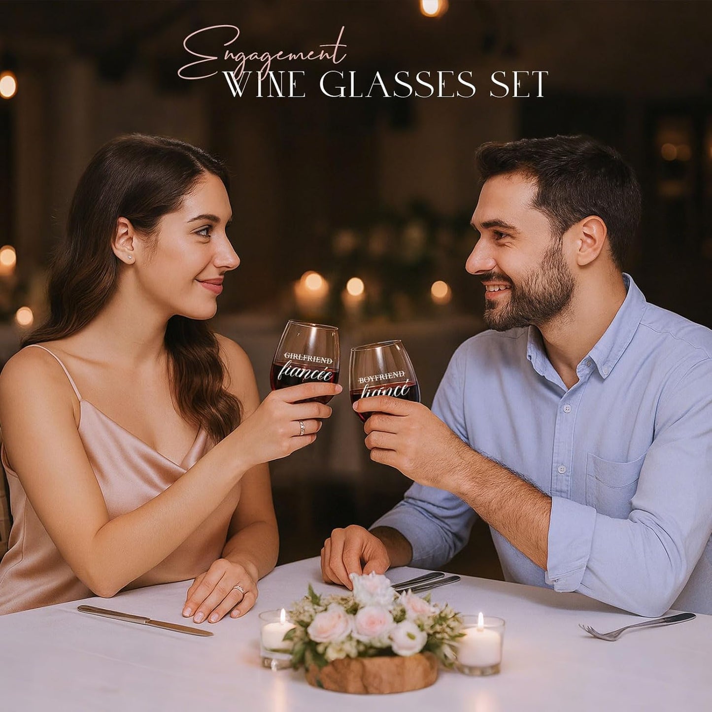 AW BRIDAL Engagement Gifts for Couples 2025 Wine Glasses Set, Fiance Gifts for Women and Newly Wed, Wedding Gift for Bride and Groom, Wine Decanter Set for Engagement Party and Proposal Decorations