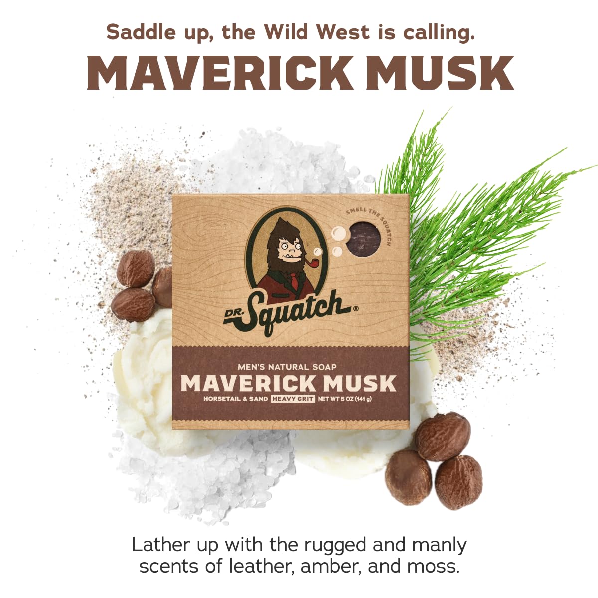 Dr. Squatch Natural Bar Soap for Men - Cold Process Soap with No Harsh Chemicals - Maverick Musk (5 oz, 5-Pack)