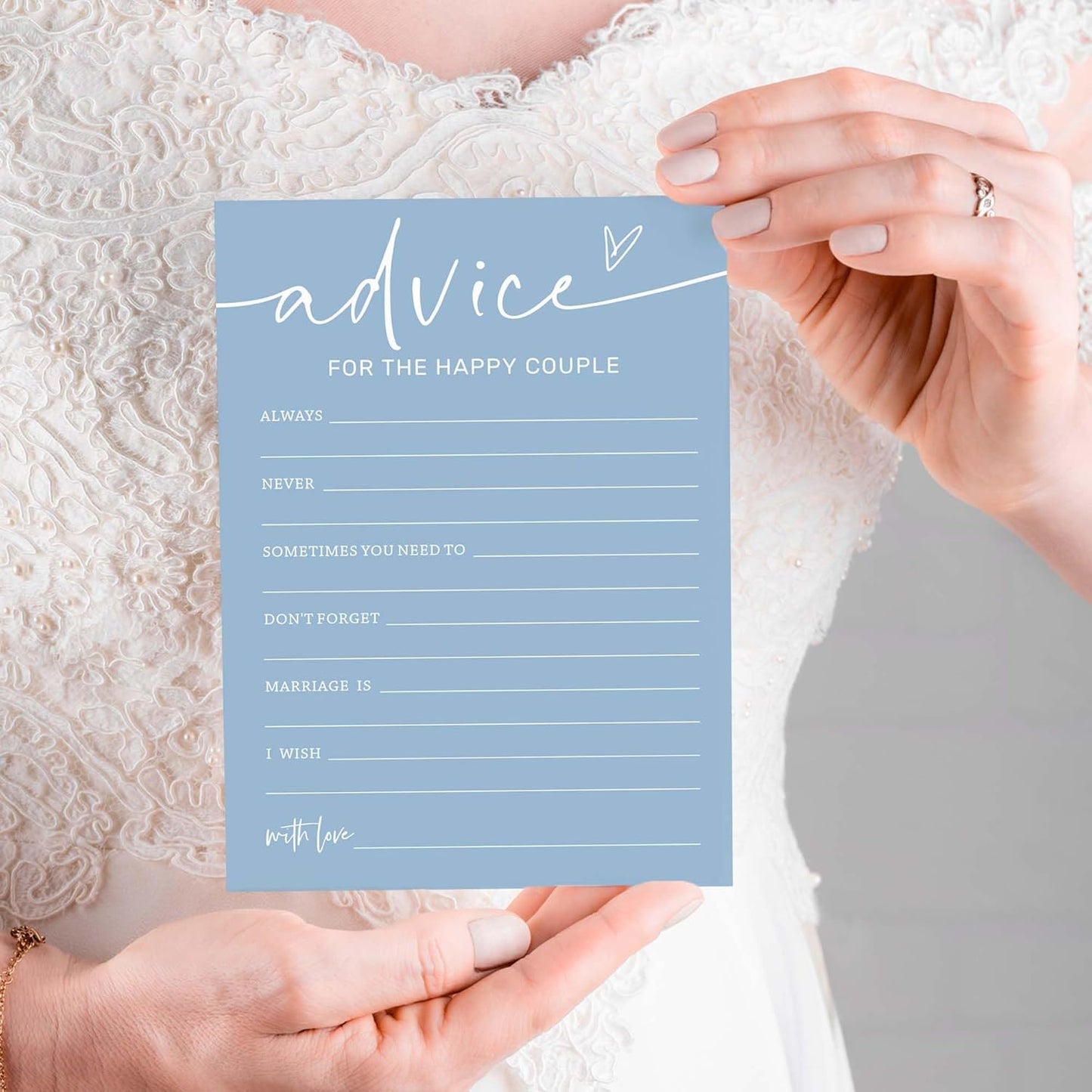 Bridal Shower Games Cards, Advice for the Happy Couple, Bridal Shower Games 25 Guests, Engagement Party Wedding Games for Guests, Minimalist Blue Wedding Party Supplies - B10