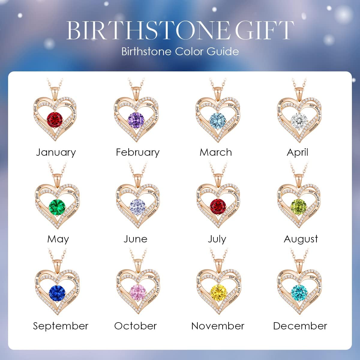 CDE Forever Love Heart Necklaces for Women, Wedding Anniversary, Birthday Mothers Day Christmas Day Gifts for Mom, Mother, Wife, friend, S925 Silver Jewelry with Birthstone Pendant