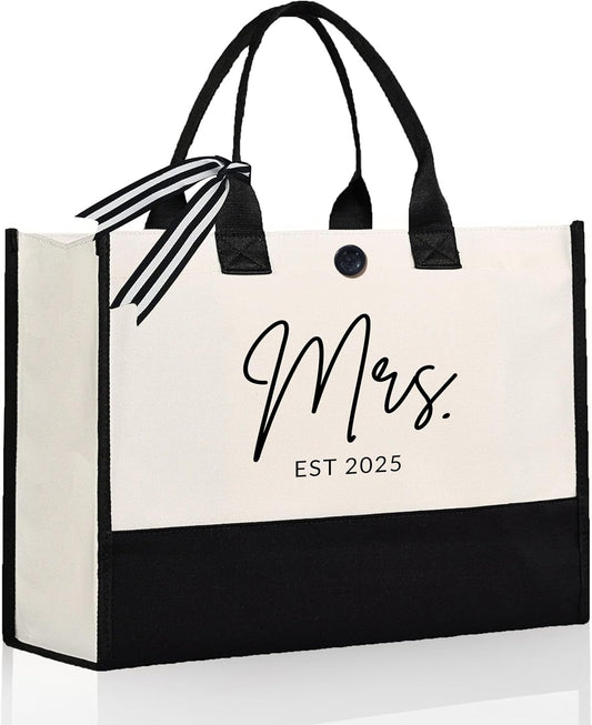 Afterprints Mrs Canvas Tote Bag for Bride 2025, Bride Gifts for Bridal Shower, Wedding Gifts for Bride to Be, Future Mrs, Engagement, Bachelorette Party Gift
