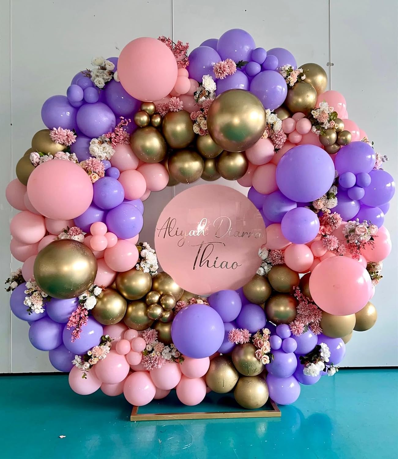 Pink and Purple Balloon Arch Kit, 140Pcs Lavender Metallic Purple Macaron Light Pink with Gold Balloon Garland Kit for Wedding, Engagements, Birthday, Baby Shower, Anniversary Party Decoration