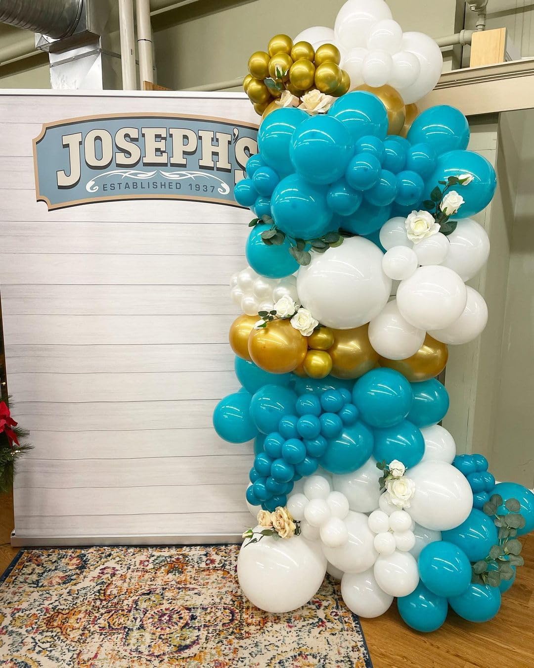 Teal Balloon Arch Kit, ADOINBY 140Pcs Turquoise Teal White Metallic Gold Confetti Latex Balloons 18 12 10 5 Inch Different Size Balloons for Birthday Anniversary Baby Shower Wedding Party Decorations