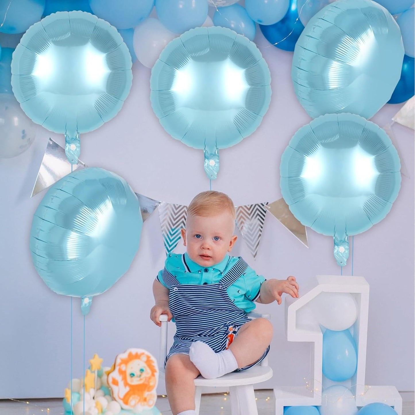 20 Pcs Light Blue Round Shaped Balloons,18 Inch Round Foil Balloon,Giant Round Mylar Balloon Helium Balloons for Birthday Party Baby Shower Wedding Decorations (Light Blue)