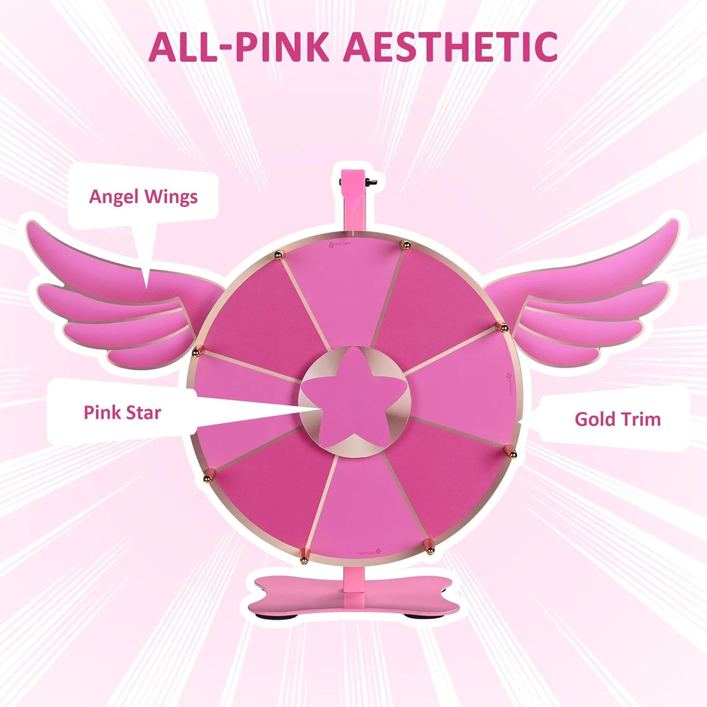 WinSpin 12" Pink Angel Prize Wheel Tabletop Spinning Fortune 8 Slots for Party Events Club Carnival Spinner Game Tradeshow