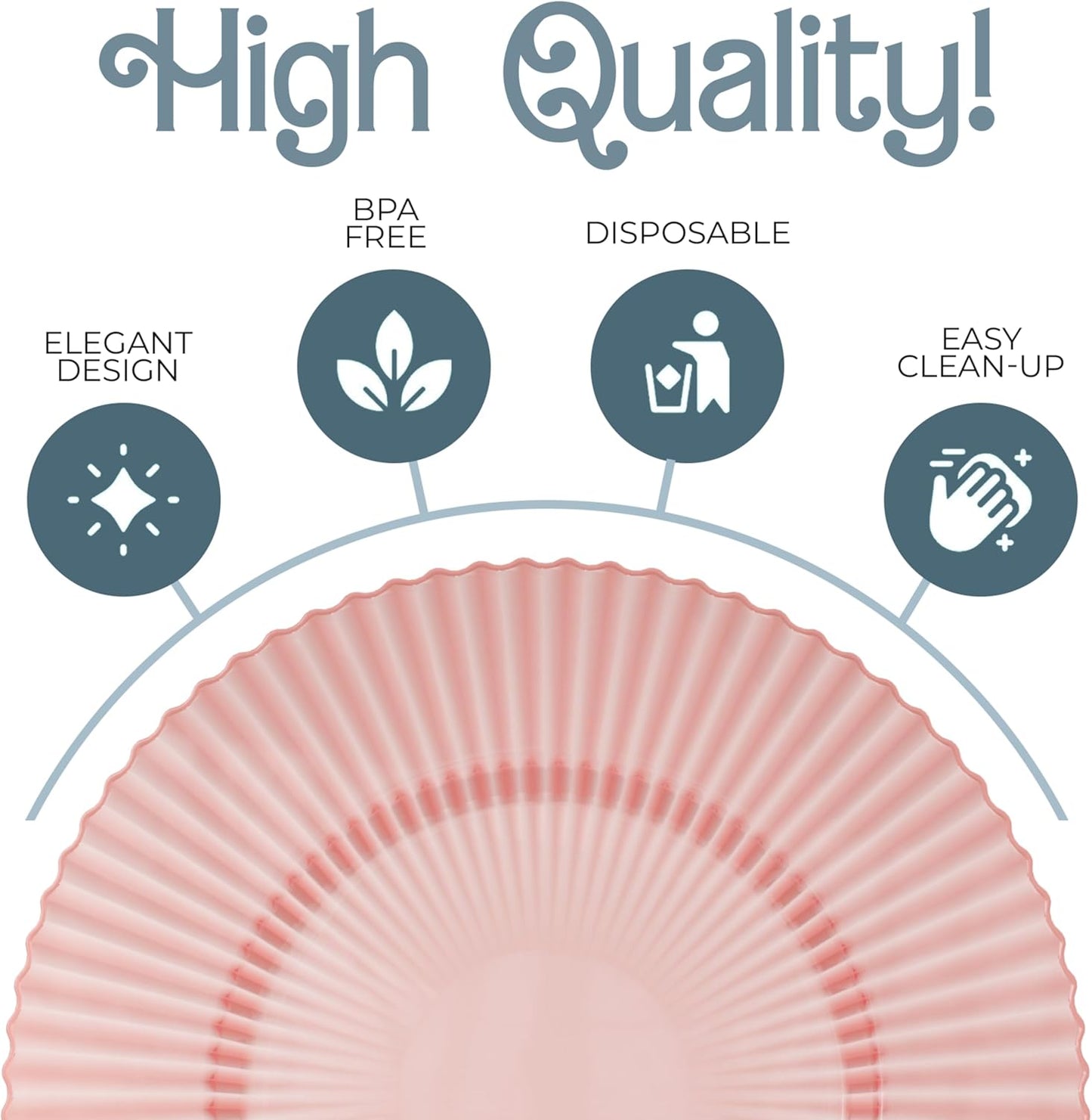 Exquisite 80 Piece Plastic Disposable Plates Set For 40 Guests I 20 X 9 Inch & 40 X 11 Inch Disposable Plastic Plates | Color: Pink | Great for Weddings Parties And Formal Occasions