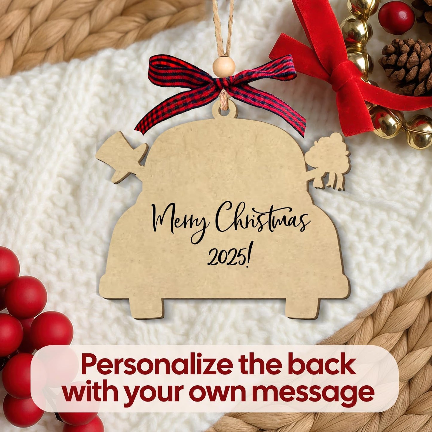 NewEleven Mr and Mrs Gifts - Wedding Gifts for Couples 2025, Just Married, Newlywed Keepsake - Wedding Ornament, Meaningful Gift from Friend, Family - Wooden Christmas Ornament