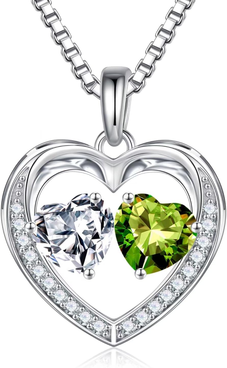 Iefil Christmas Gifts for Wife - 925 Sterling Silver Birthstone Necklace, Anniversary Birthday Gifts for Women, Stocking Stuffers for Women Wife Mom Daughter