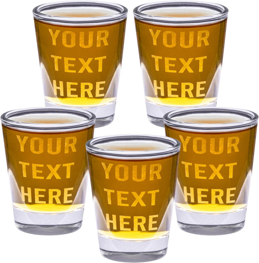 Gifts Inscribed Personalized Shot Glasses Set of 5 – Custom Text Drinking Glasses – Engraved Shot Glass Gift for Men, Wedding, Anniversary, Birthday, Engagement
