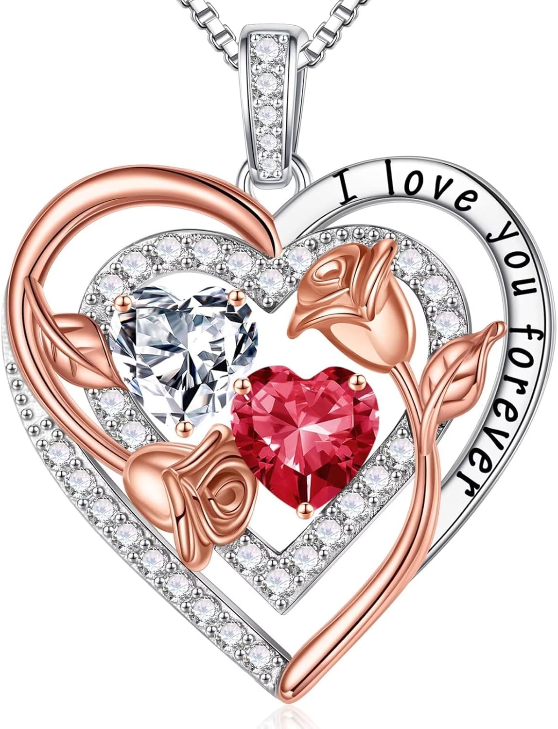 Iefil Birthstone Necklace for Women - Sterling Silver Birthstone Necklace Anniversary Birthday Gifts for Her Wife Mom Daughter