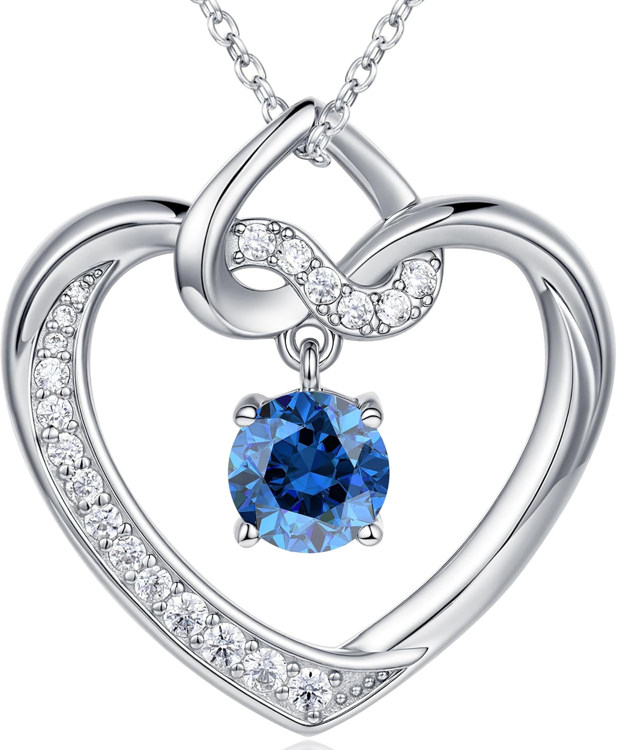 Heart Birthstone Necklaces Gifts for Women Wife, Jewelry for Women Wedding Anniversary Birthday Gifts for Wife Girlfriend Mom Christmas Valentines Gifts S925 Sterling Silver