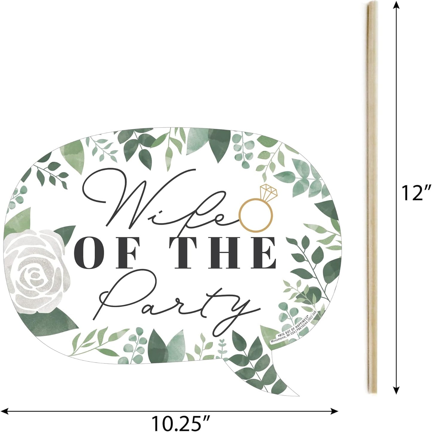 Big Dot of Happiness Funny Boho Botanical Bride - Greenery Bridal Shower and Wedding Party Photo Booth Props Kit - 10 Piece