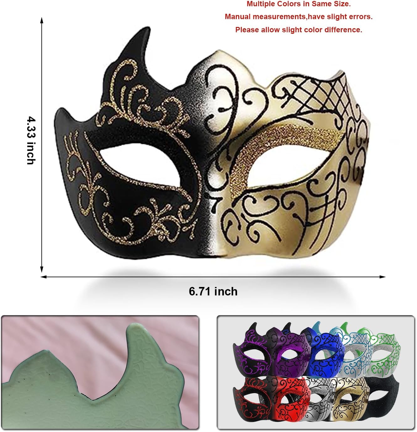 Masquerade Mask for Men Couple Venetian Mask for Halloween Mardi Gras Costume Party Prom Ball