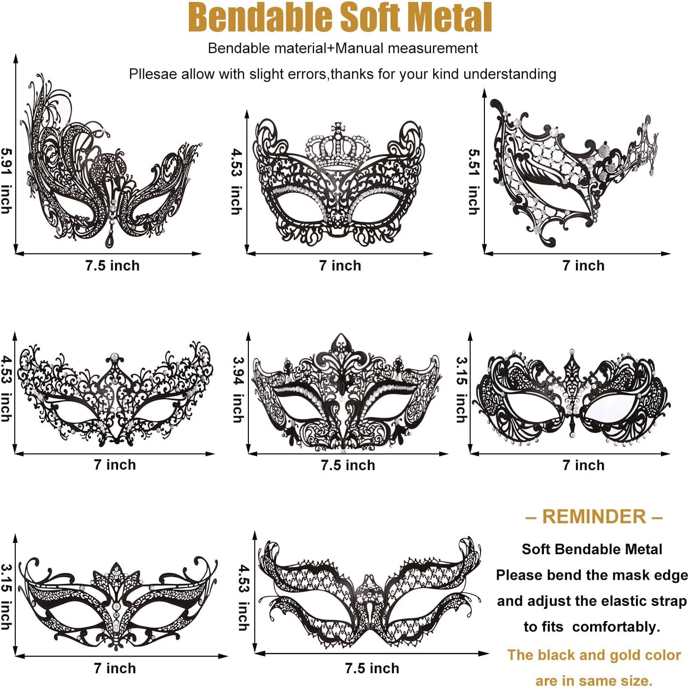 MYMENU Masquerade Mask for Women Shiny Rhinestone Metal Mask Venetian Mask for Party Prom Ball