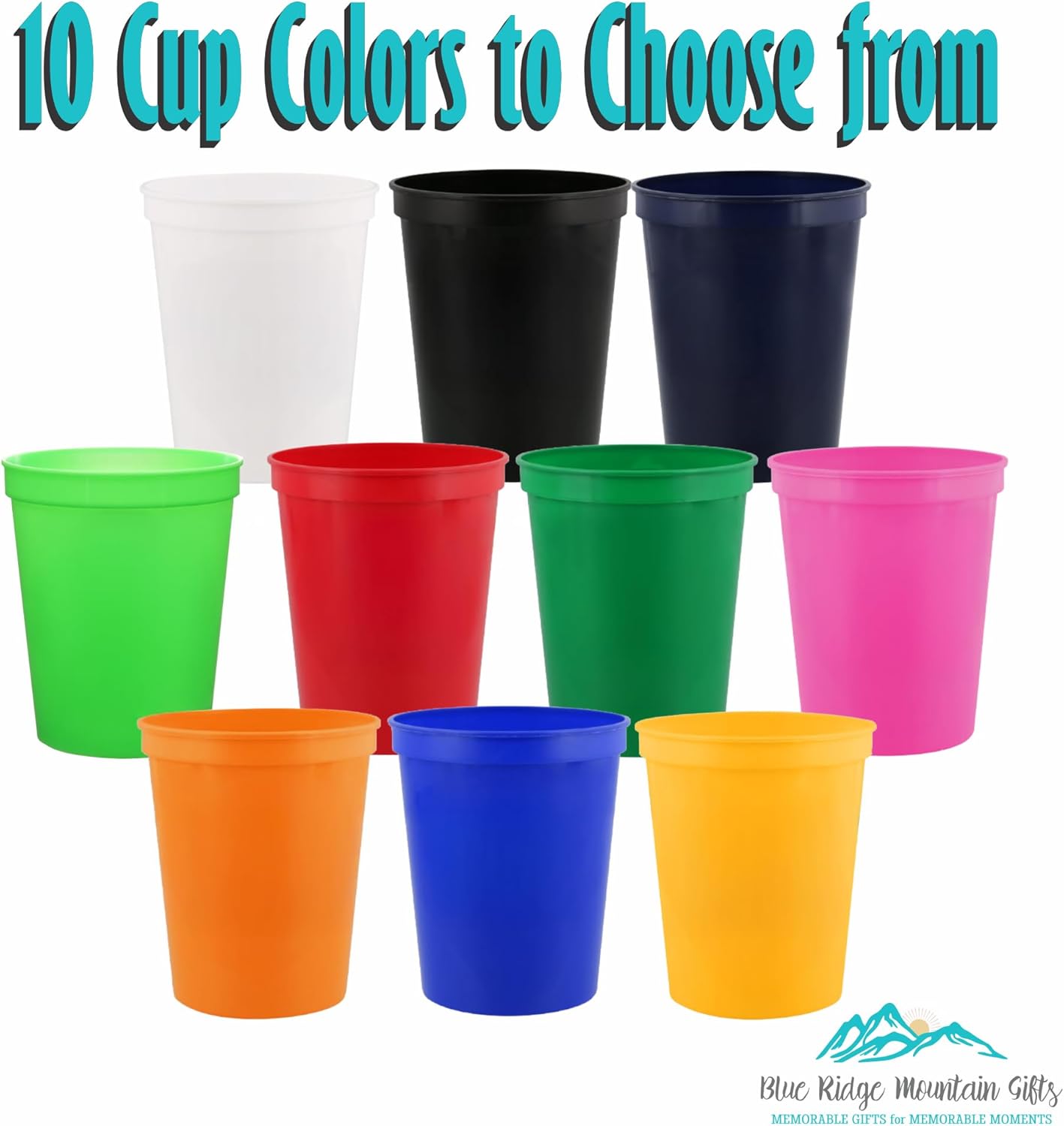 Custom Birthday Cups with Photo – Personalized 16 oz Plastic Cups with Text – Printed on Cup – Choose Cup Color, Text Color, Quantity and More – Party Favor for Birthdays & Events (Circle Backdrop)