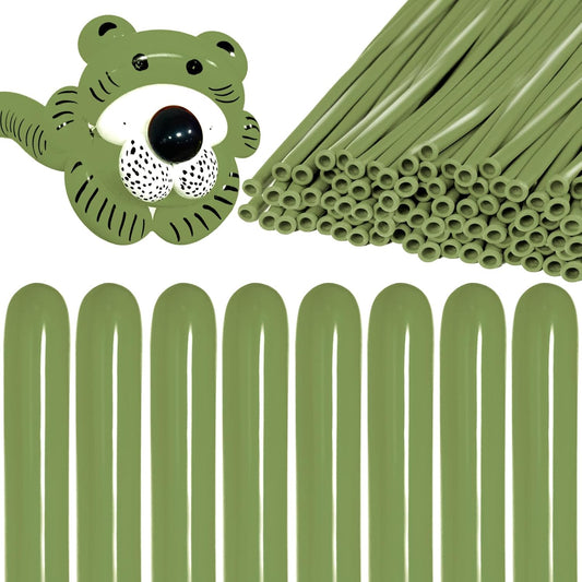 KAWKALSH 260 Avocado Green Long Balloons for Balloon Garland Thickening Skinny Latex Twisting Animals Modeling Christmas Birthday Wedding Party Festival Decorations 100pcs