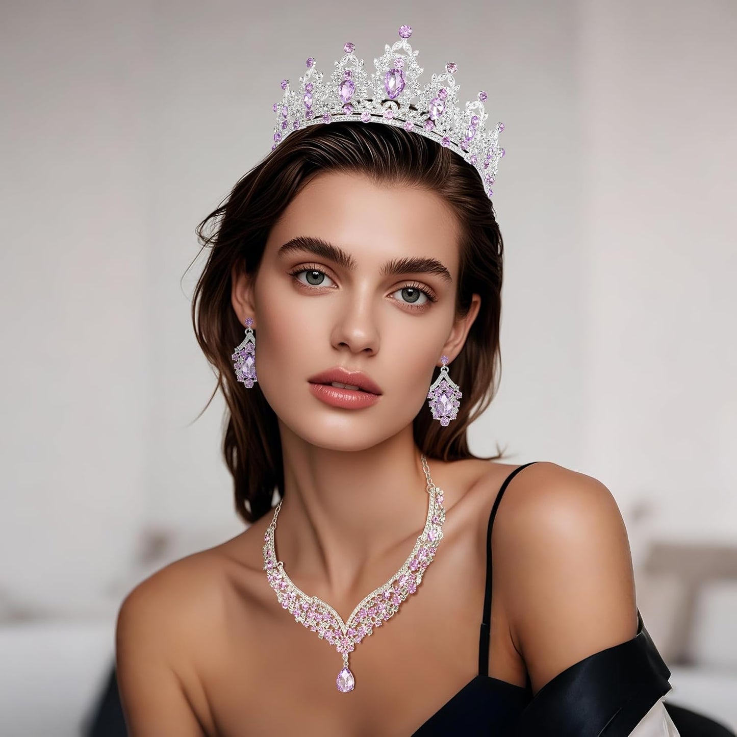 Crowns and Tiaras jewelry sets for Wedding princess birthday party Halloween Prom Pageant Jewelry for Women Crystal Bridal Jewelry Set for women