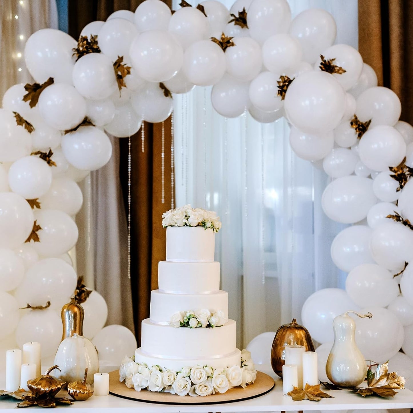 RUBFAC 5 Inch 120pcs White Latex Party Balloons, Thicker White Balloons for Birthday Wedding Baby Shower Graduation Anniversary Party Decorations