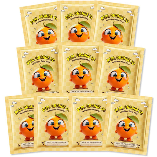 Kaely 10 Pack Orange Face Masks for Kids, Kids Face Mask Spa Day Kit Supplies, Spa Party Favors for Teens Girls Women, Sheet Facial Mask Skincare Gifts Set, Moisturize Soothe for All Skin Types, 05