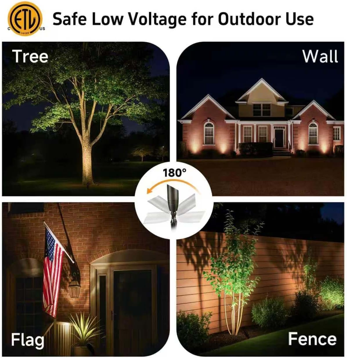 Gardenreet Die-Cast Brass Spot Light Outdoor - 12V LED Uplighting Waterproof, Low Voltage Landscape Lights Direct Wire, Bronze for Fence Fountain with Daytime White MR16 Replaceable Bulbs (12 Pack)