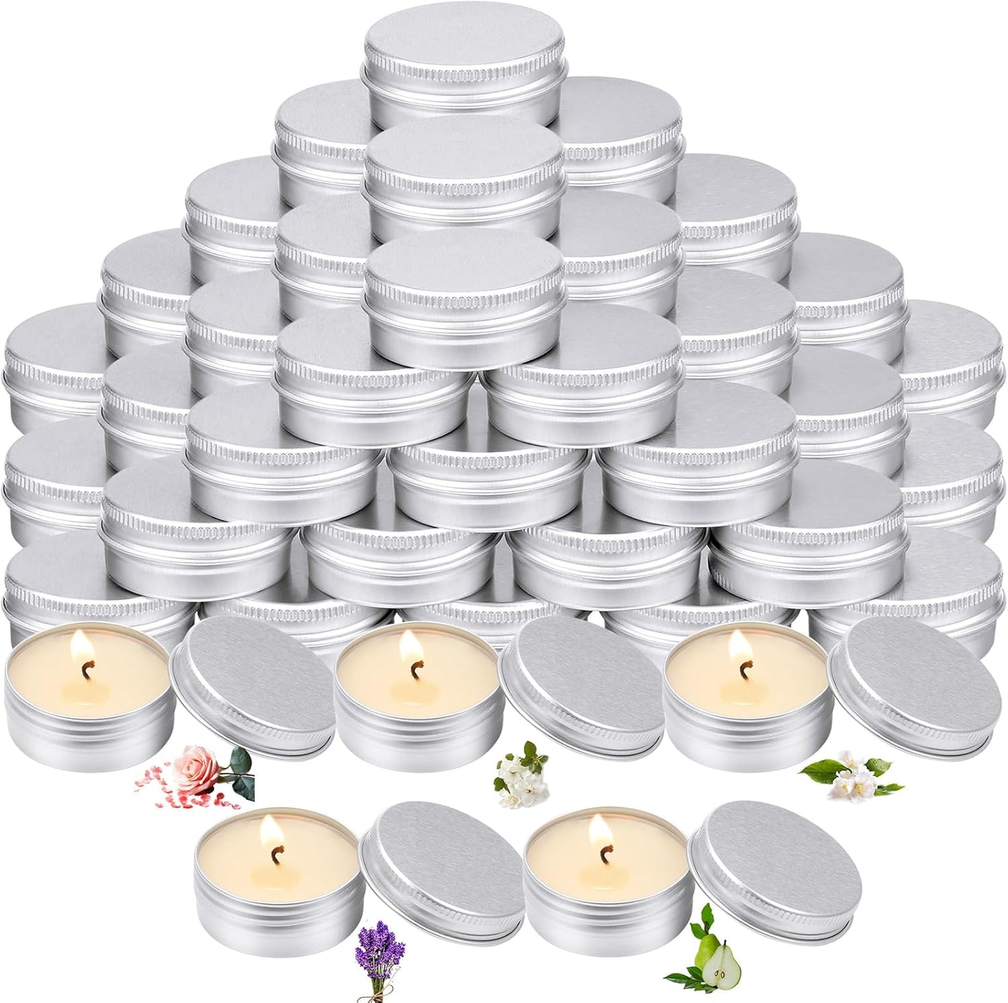 MTLEE 50 Pcs Wedding Scented Candles Gift Travel Tin Candle Aromatherapy Candle for Christmas Winter Baby Shower Favors Wedding Gifts