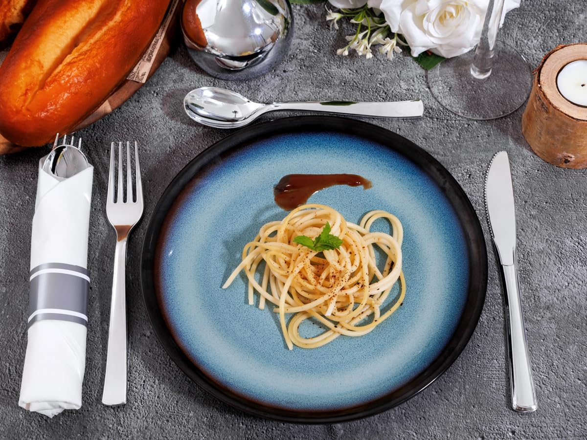 50Guests Pre Rolled Silver Plastic Silverware Sets - Heavy Duty Silver Cutlery - Include 50 Pack Wrapped Disposable Utensils with Napkins for Parties & Dinners & Weddings