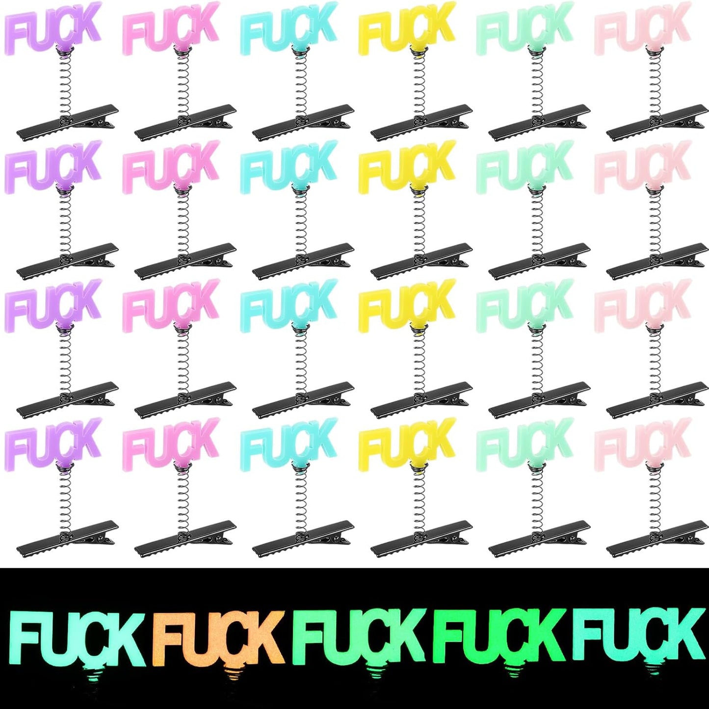 30 Pcs Mini Glow Hair Clips Girls Rave Hair Clips for Women Christmas Music Festival Holiday Party Supplies (Funny)