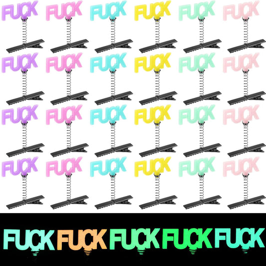 30 Pcs Mini Glow Hair Clips Girls Rave Hair Clips for Women Christmas Music Festival Holiday Party Supplies (Funny)