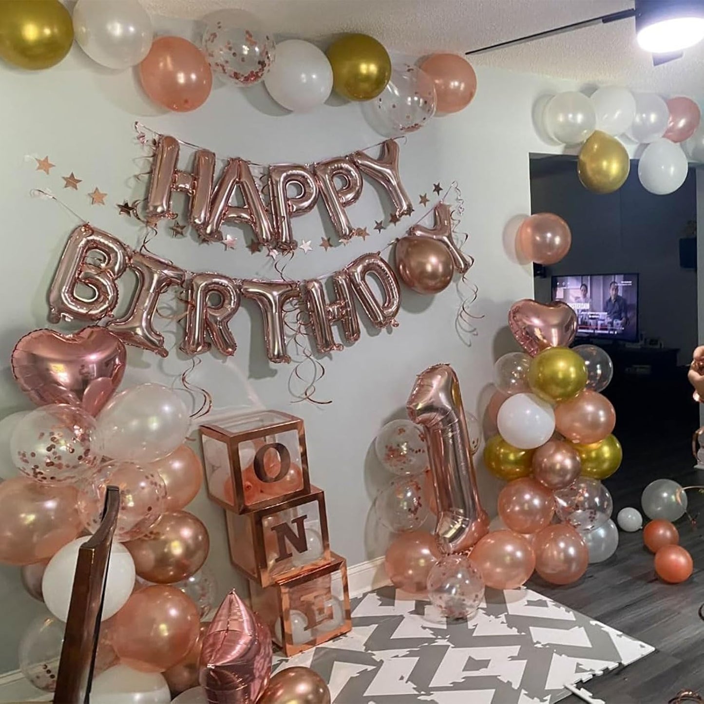 Rose Gold Confetti Balloons, 60 Packs 12 inch Metallic Rose Gold and Chrome Gold Party Balloon with Ribbon for Girls Women Birthday Wedding Anniversary Bridal Baby Shower Decoration