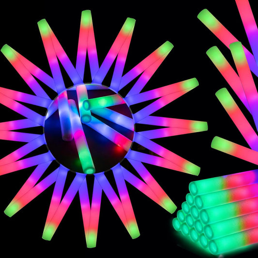 58 PCS LED Foam Glow Sticks Bulk, Glow in the Dark Party Supplies with 3 Modes Colorful Flashing, Neon Party Favors for Birthday, Wedding, Carnival, Concert, New Year Glow Sticks