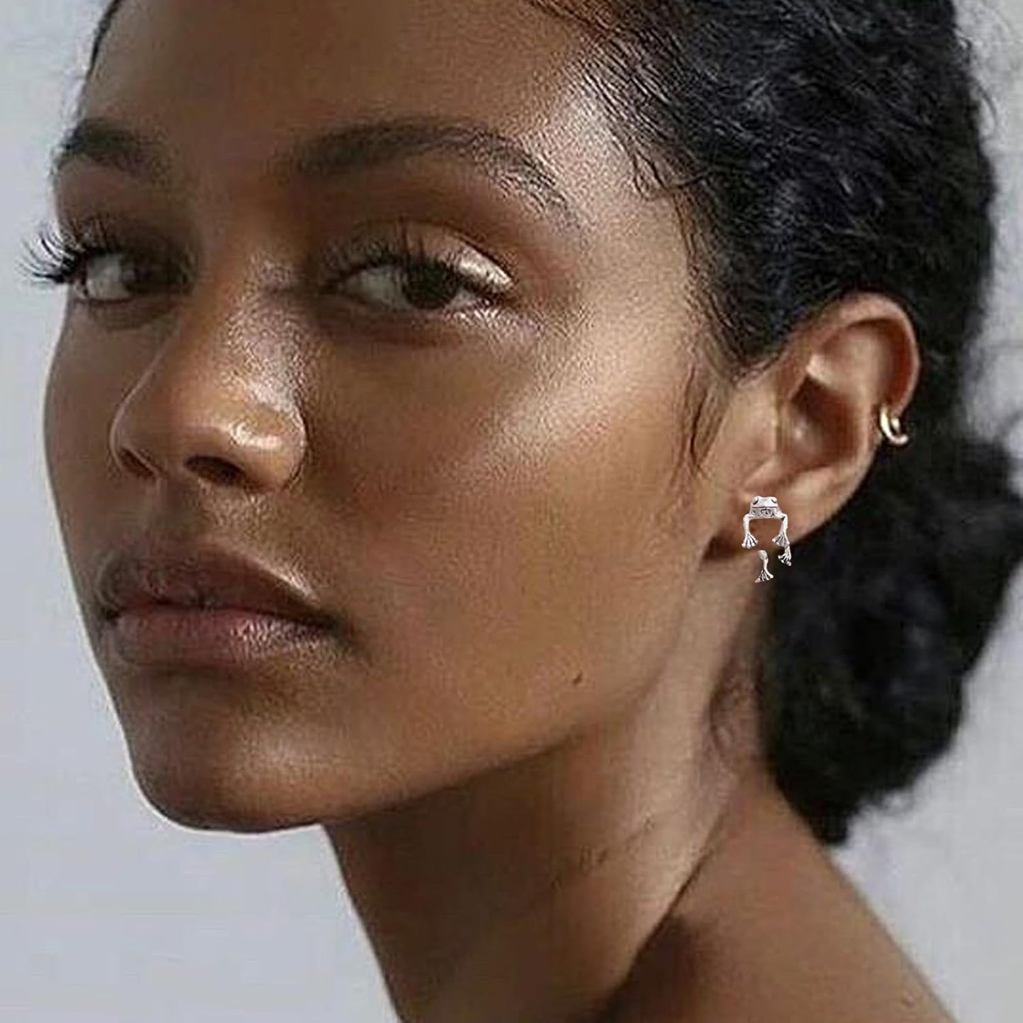 Ulobey Cute Animal Ear Studs Frog Earring - Fashion 3D Vintage Sliver Frog for Girls Women - Simple Cartoon Ear Studs Decors - Creatives Gifts Accessories - Frog