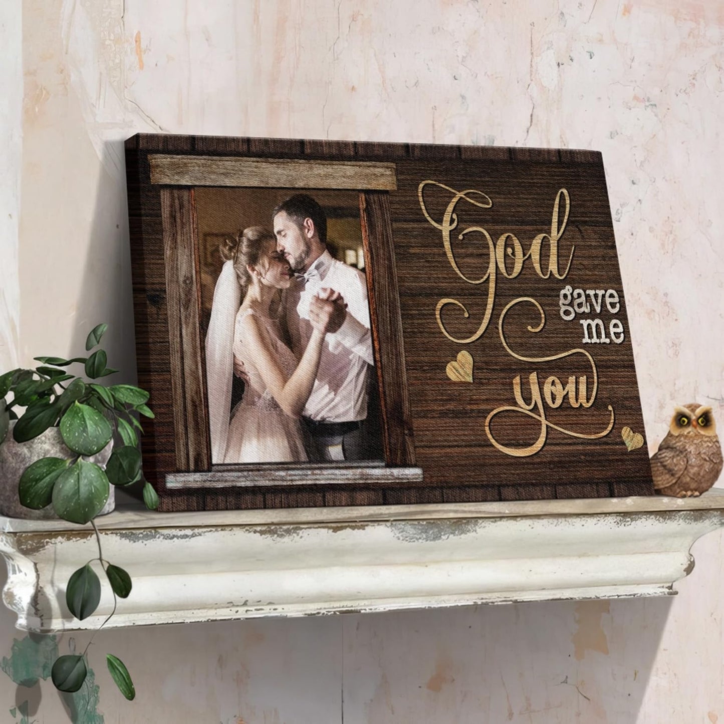 Dem Canvas Personalized Canvas Prints, Custom Photo And Name, God Gave Me You, Wedding Gifts For Couple Anniversary Wedding Engagement Gift For Couples Canvas (12x08)