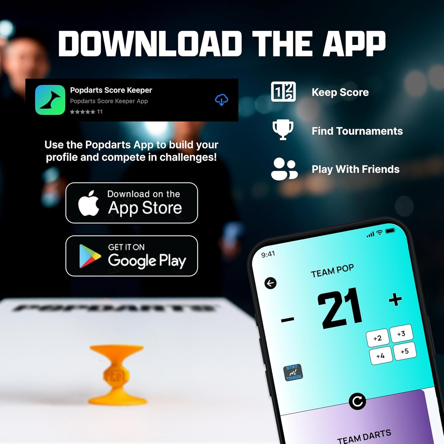 Popdarts PRO Pack Game Set (Wigglenobber Target Marker) - Indoor, Outdoor Suction Cup Throwing Game - Competition with a POP