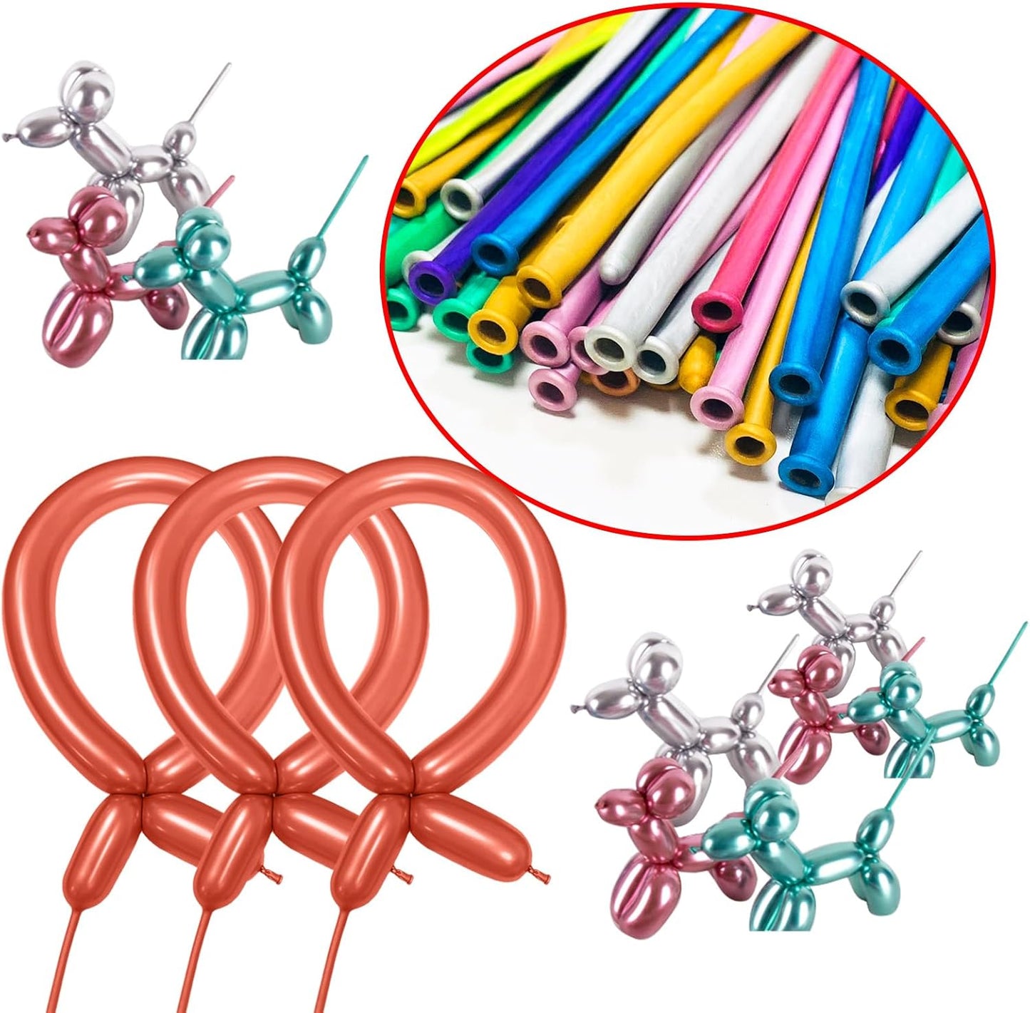 Rose Gold 260 long balloons 100 Pack Metallic Rose Gold Twisting Animal Balloons Modeling Long Magic Balloons for DIY Animal Model Wedding Birthday Festival Party Decorations（Metallic Rose Gold）