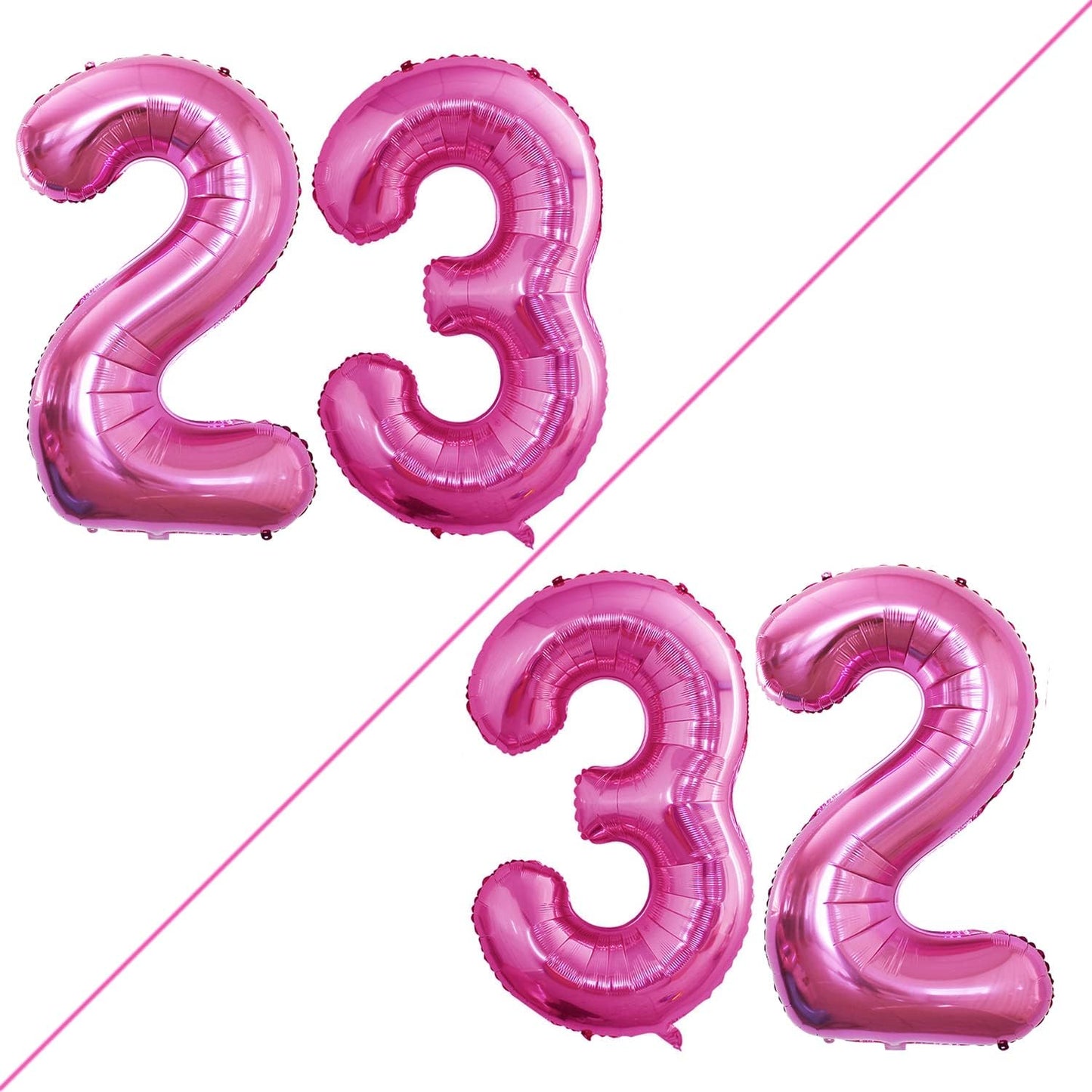GOER Number 23 Balloons for 23rd Birthday Party Decorations,42 Inch Jumbo Foil Helium 32 Balloons for 32nd Birthday Party Decoration (Hot Pink)