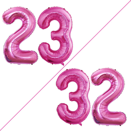 GOER Number 23 Balloons for 23rd Birthday Party Decorations,42 Inch Jumbo Foil Helium 32 Balloons for 32nd Birthday Party Decoration (Hot Pink)