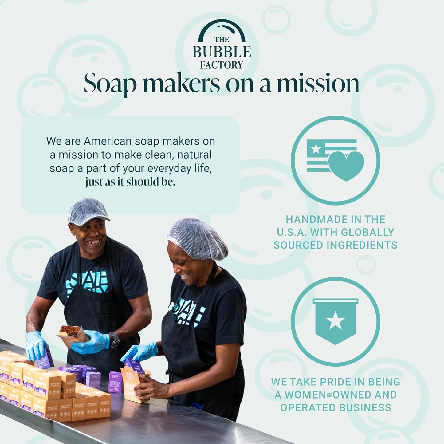 The Bubble Factory Handmade Natural Bath & Body Soap Bar, Vegan, All-Natural, Palm Oil Free, Made in USA with Shea Butter + Essential Oils, Lavender Rosemary, 3 Bars