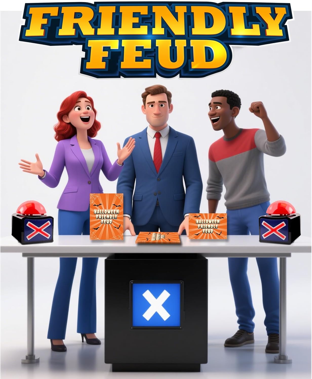 Halloween Friendly Feud Game with Two Buzzers, Halloween Party Supplies, Holiday Group Game - SC003-B