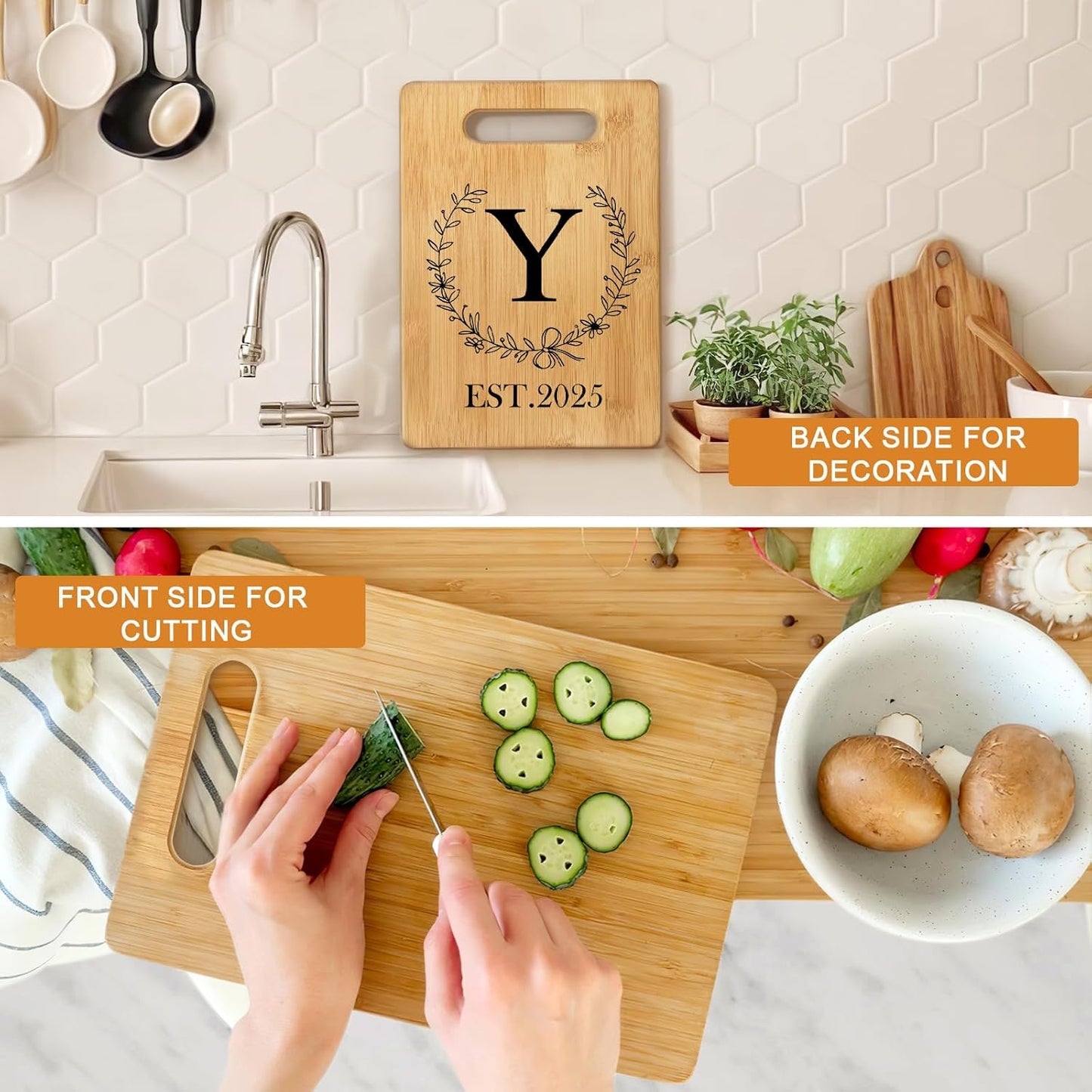 Personalized Cutting Board, Monogrammed Wedding Gift for Couple Newlywed 2025, Initial Birthday Gifts for Women, Gift for Bridal Shower Wedding Shower Engagement Anniversary Housewarming(Letter-Y)