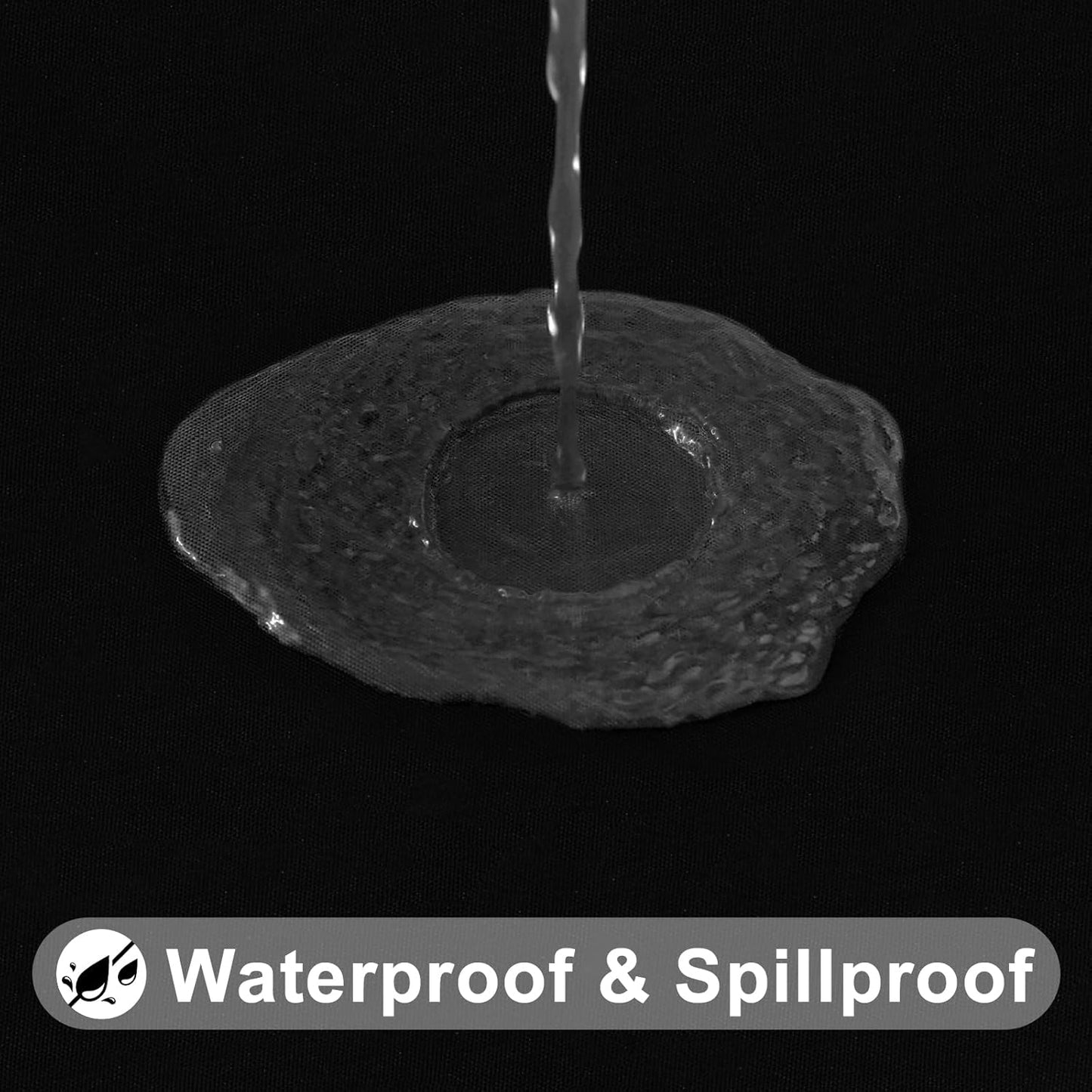 Smiry Rectangle Tablecloth, Elastic Fitted Flannel Backed Vinyl Tablecloths for 8ft Folding Tables, Waterproof Wipeable Table Covers for Indoor, Outdoor, Picnic and Camping (Black, 36"x96")