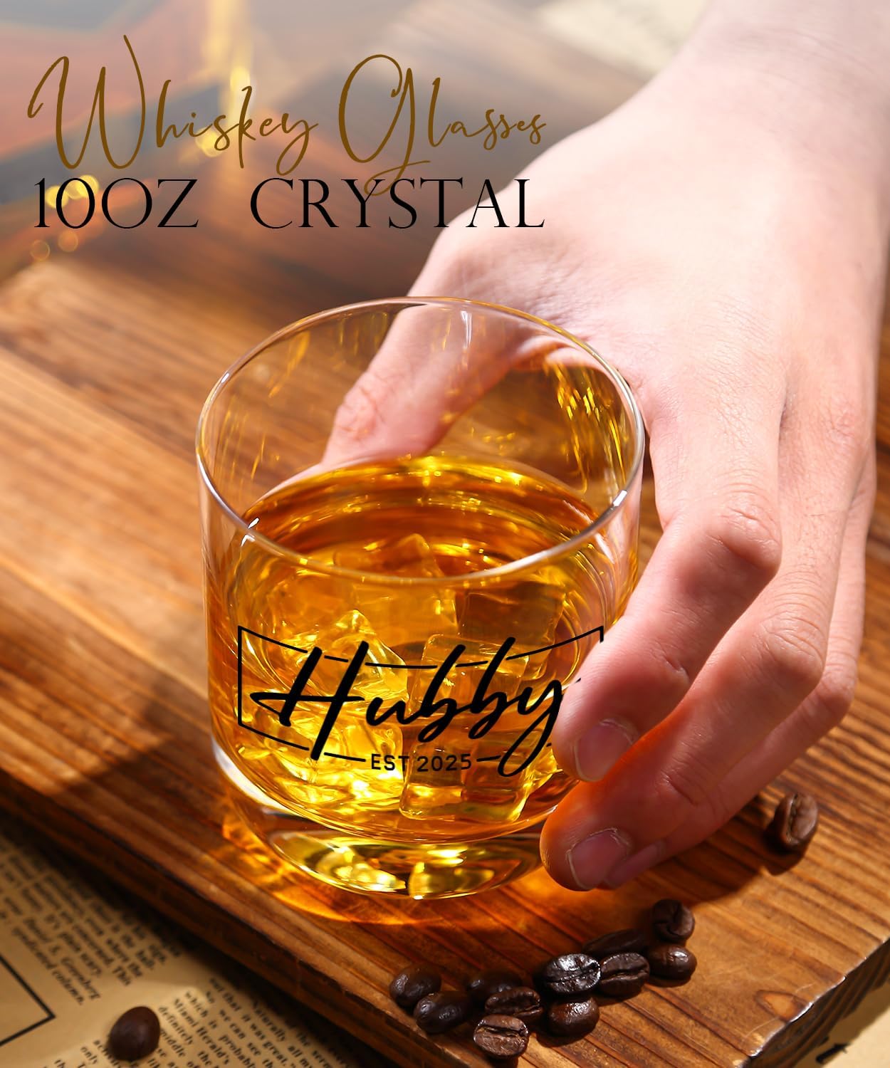 Wedding Gifts for Couples/bridal shower gifts, His and Hers Gifts,Whiskey Wine Glasses with Diamond Wine Stopper Set，hubby and wifey