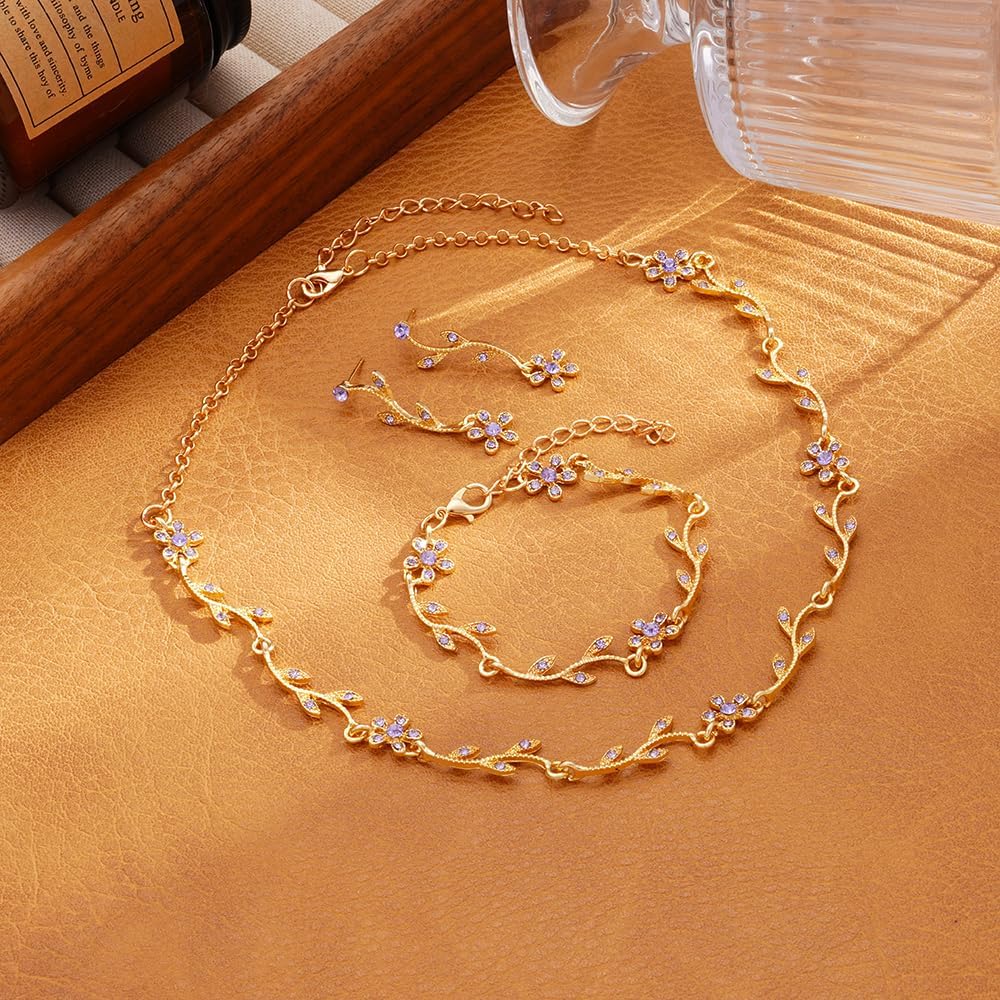 Crystal Necklace Earrings Bracelet Bridal Wedding Jewelry Set Rhinestone Choker Necklace For Brides Bridesmaid