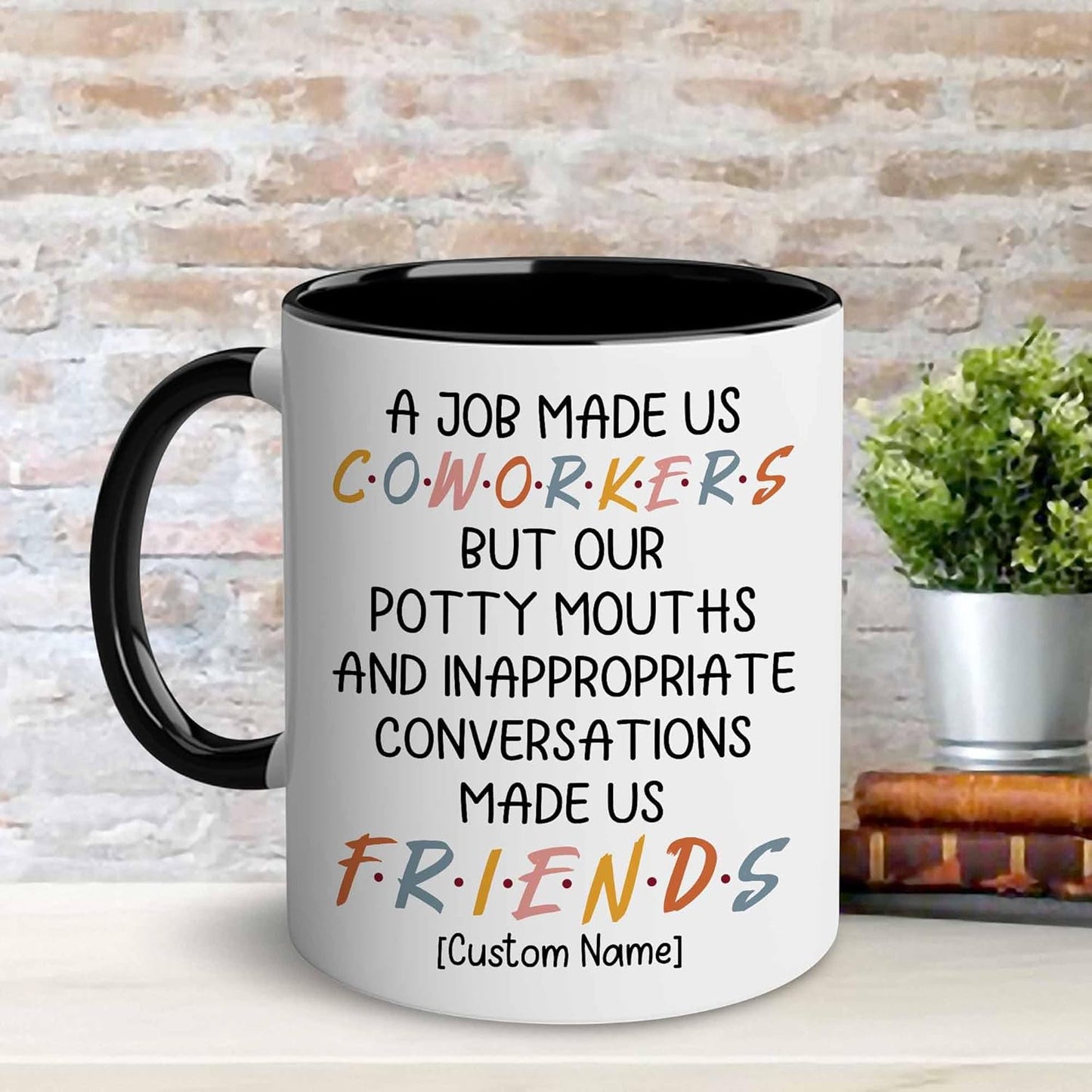 WHIDOBE Personalized Coworker Leaving Mug for Women, Custom 11oz 15oz Farewell Cup for Coworker Boss, Custom Name Mug for Friend Besties Leaving Going Away, Funny Good Bye Cup, A Job Made Us Coworkers