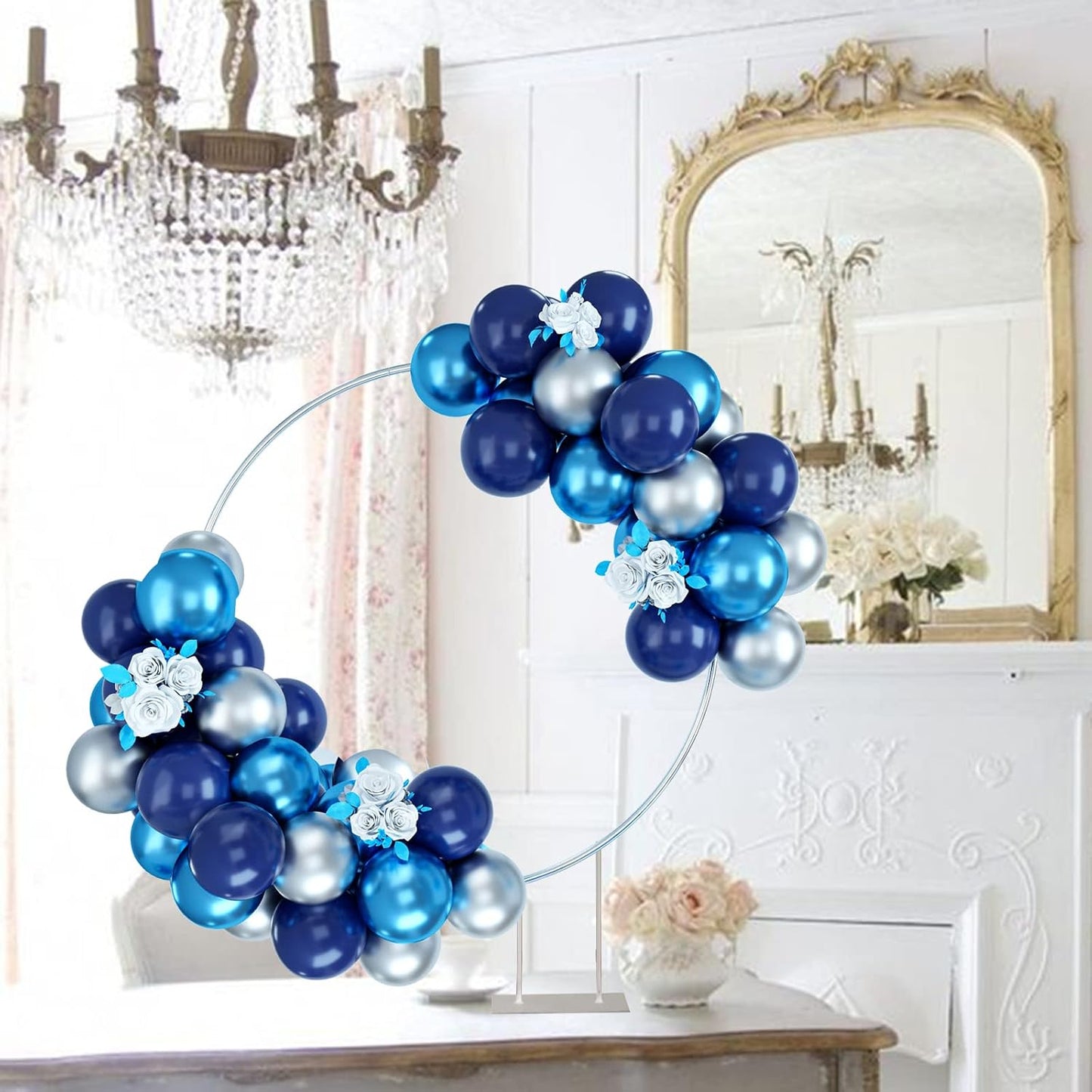 Balloons Blue and Silver, 50PCS Navy Blue Silver Latex Balloon, Navy Blue Silver Party Balloons Birthday Balloons Decoration for Girls Boys Birthday Party Baby Shower Bridal Shower Engagement