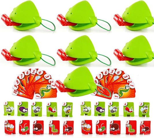 Chameleon Tongue Game for Kids, Frog Tongue Game with Blowing air, Lizard Party Blower Masks Insect Cardboard Included (7pc)